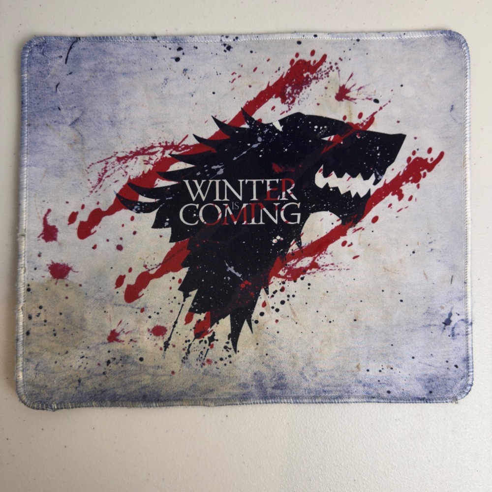 Game of Thrones Mouse Pad House Stark Winter is Coming Wolf Blood Splatter 9.5x8